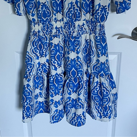 Avara Santorini Shores Ashleigh Blue Ruffled Mini Dress Size Medium 47671 - Picture 11 of 15
